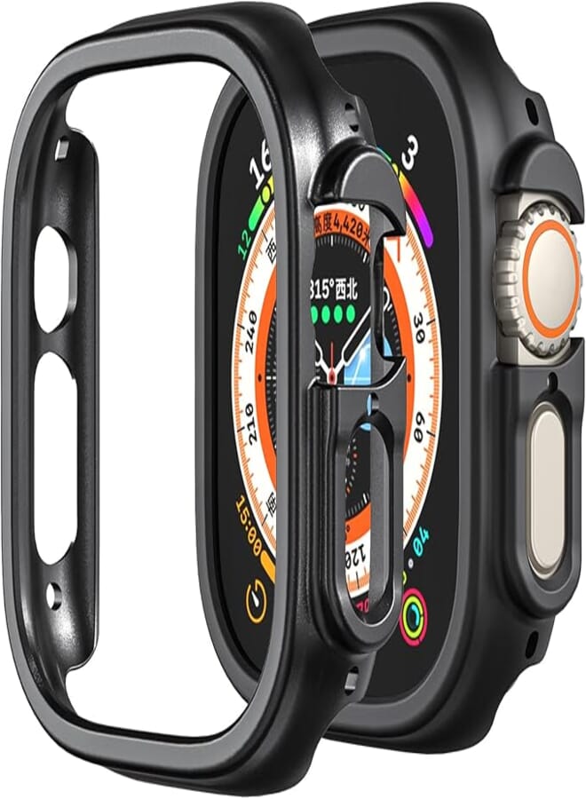 Yrzper Compatible with Apple Watch Ultra 49mm Hard PC Case Cover Resistant Impact Shockproof Protective All-Around Edge Protective PC Hard Bumper Cover Face for Apple Watch Ultra 49mm (Black)